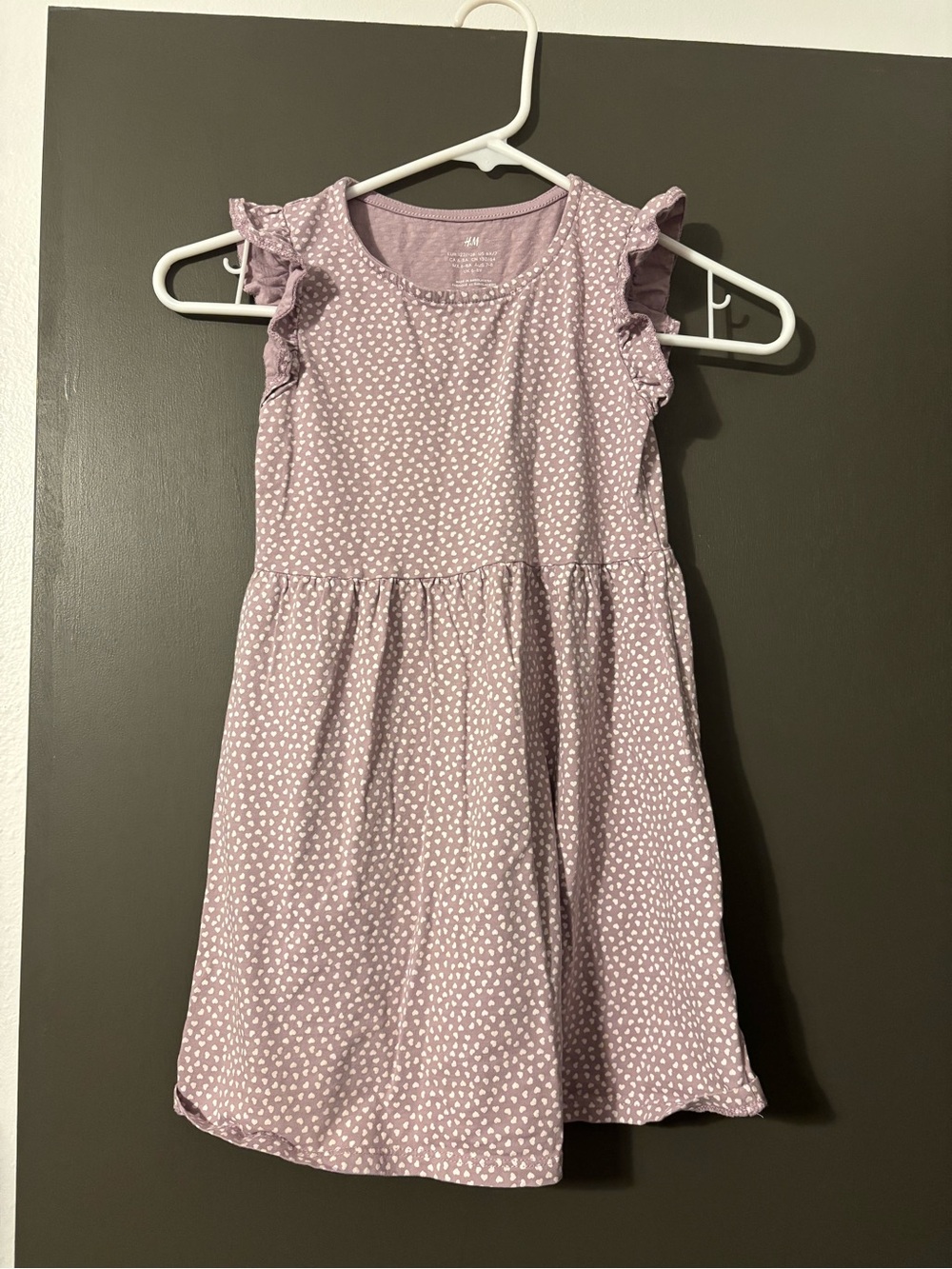H&M Girls' Lavender Dot Ruffle-Sleeve Casual Dress
